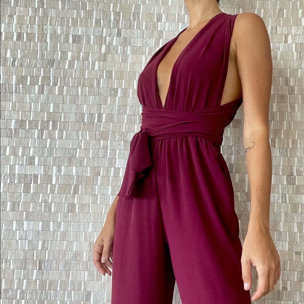 Aubergine fun jumpsuit, day and night, backless and multi wear